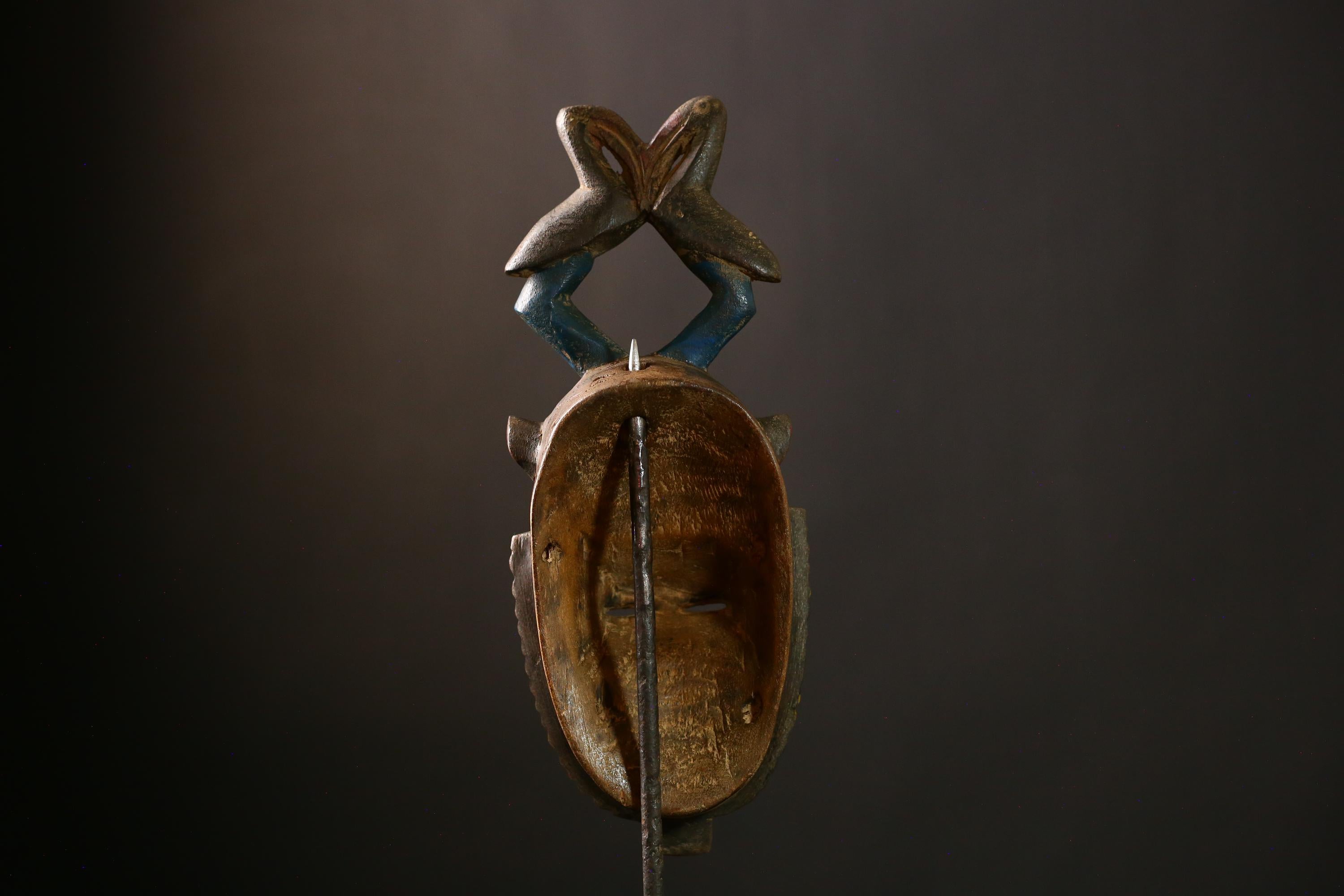 African Baule Mask - Handmade Tribal Wood Sculpture, Vintage Collectible Wall Art for Unique Decor - Stunning African Art Object-G4093