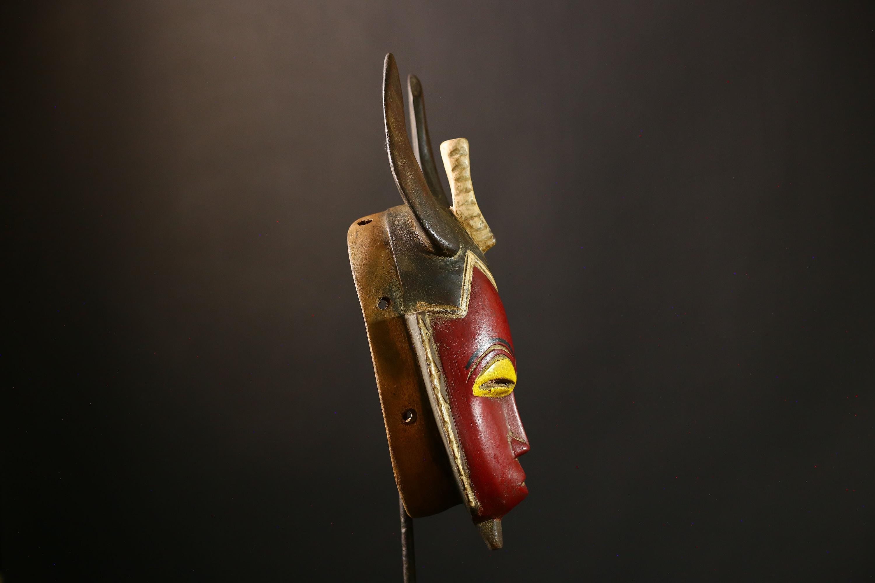 African Mask Stunning Vintage Baule African Mask from Guro Tribe | Unique Tribal Art Wall Decor | Collectible Home Accent-G3851