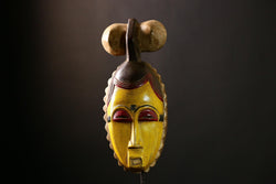 African Baule Mask - Hand Carved Tribal Face Art, Unique Wooden Wall Decor for Home Decor, Ethnic Sculpture & Collectible Piece-G4091