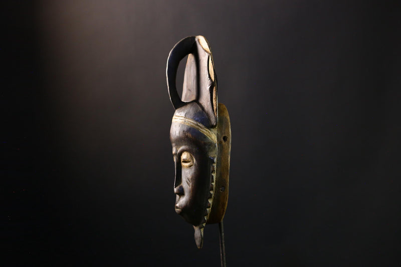 African Mask - Hand-Carved Wooden Guro Tribal Art, Decorative Black Wall Mask, Authentic African Sculpture, Unique Ethnic Home Decor -G3849