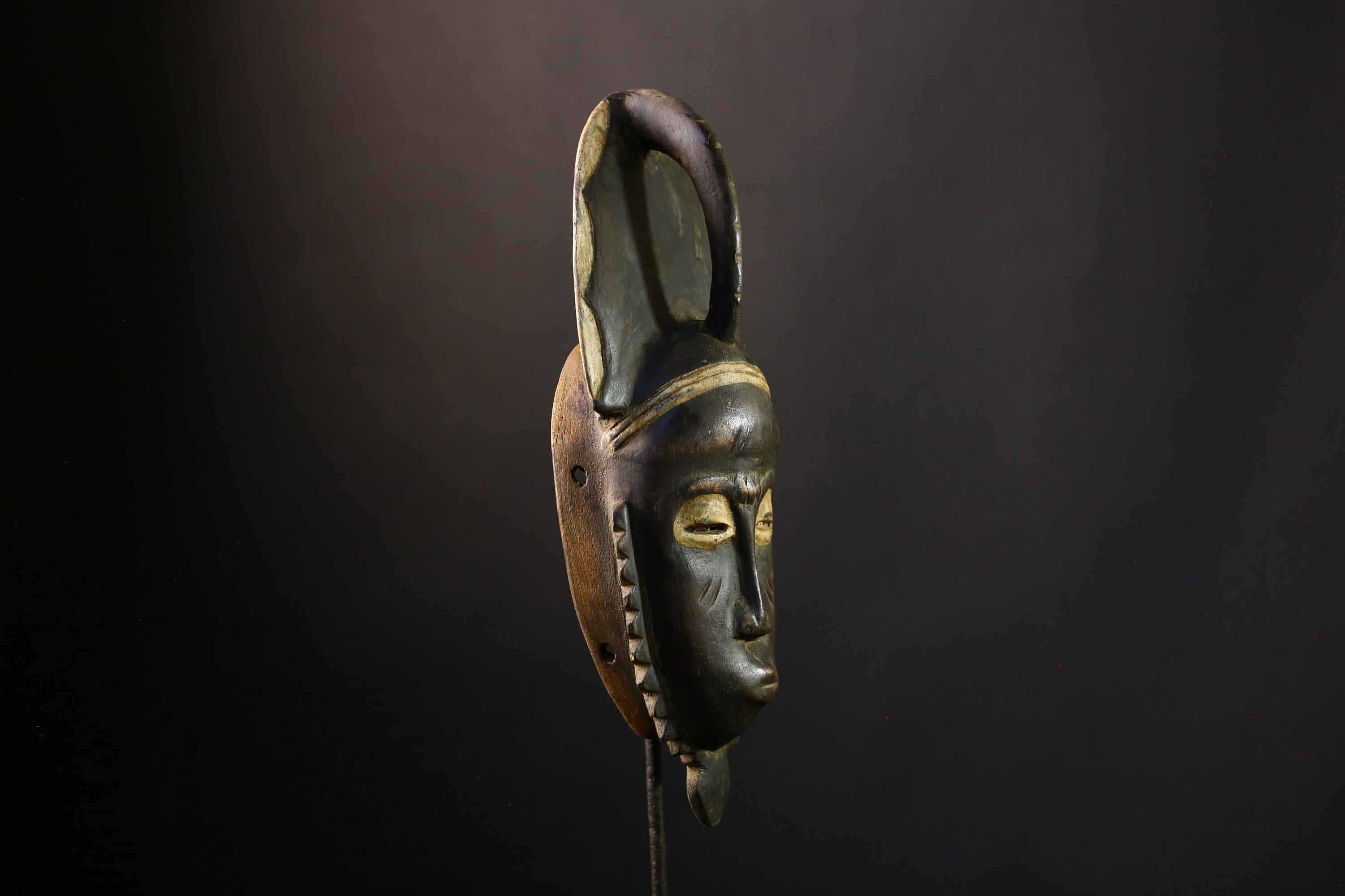 African Mask - Hand-Carved Wooden Guro Tribal Art, Decorative Black Wall Mask, Authentic African Sculpture, Unique Ethnic Home Decor -G3849