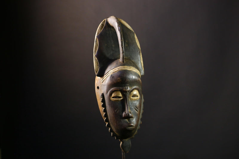 African Mask - Hand-Carved Wooden Guro Tribal Art, Decorative Black Wall Mask, Authentic African Sculpture, Unique Ethnic Home Decor -G3849