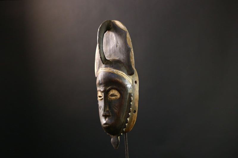 African Mask - Hand-Carved Wooden Guro Tribal Art, Decorative Black Wall Mask, Authentic African Sculpture, Unique Ethnic Home Decor -G3849