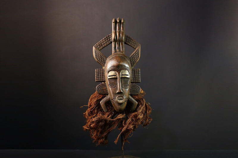 African Mask Senufo Kalao Bird Art - Handcrafted Tribal Wall Decor, Unique Cultural Home Accent, Ethnic Sculpture for Collectors -G3847