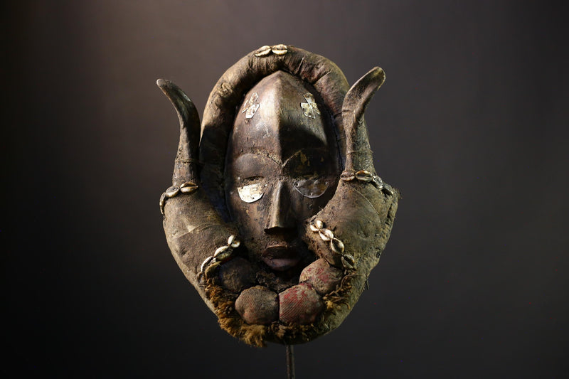 African Mask Authentic Tribal Dan Mask - Hand-Carved Wooden Art Collectible Liberia -G3845