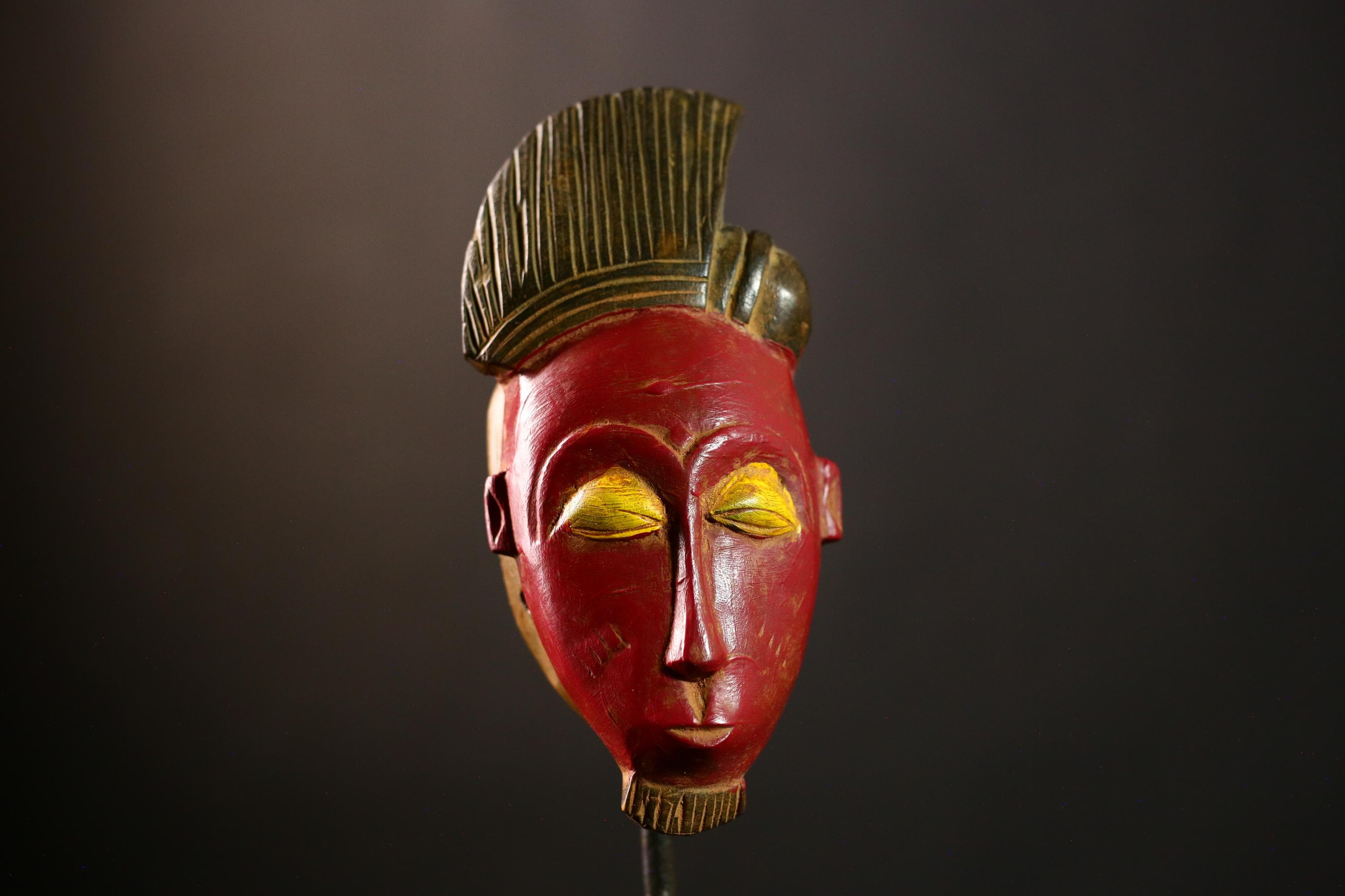 African Baule mask Vintage Hand Carved Tribal Art Wall Hanging Home Decor-8612