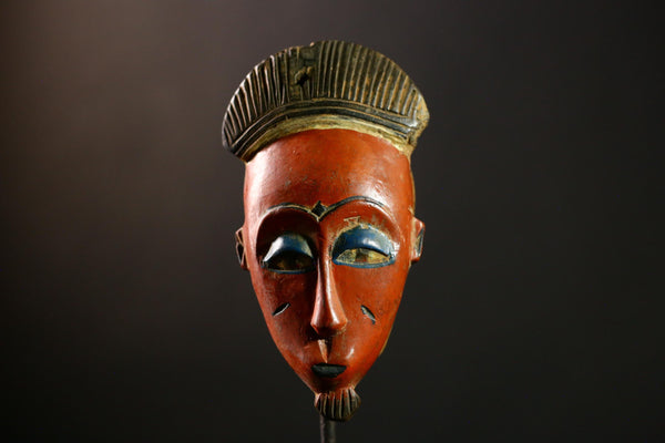 African Baule mask Wood Wall Art Tribal Face Décor Guro Style Handmade -8598