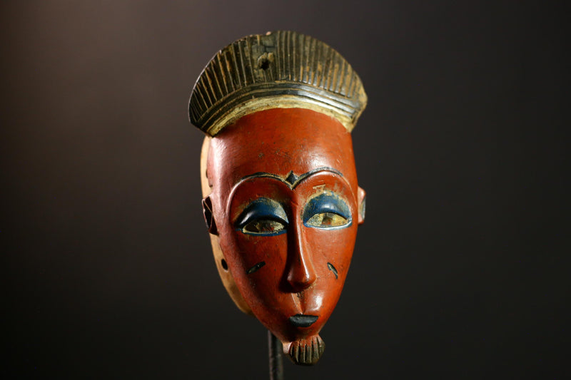 African Baule mask Wood Wall Art Tribal Face Décor Guro Style Handmade -8598