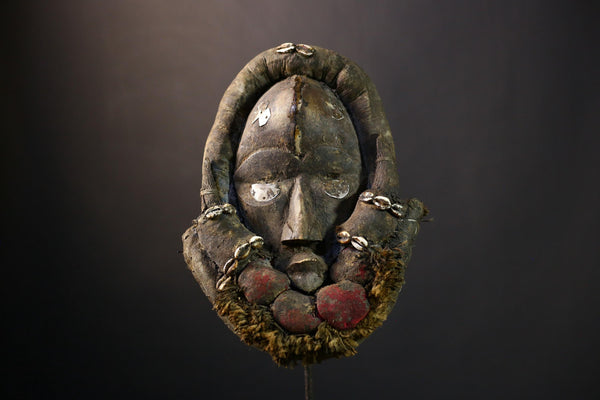 African Mask Dan Tribal Face - Vintage Hand-Carved Wooden Decorative Art-G3873