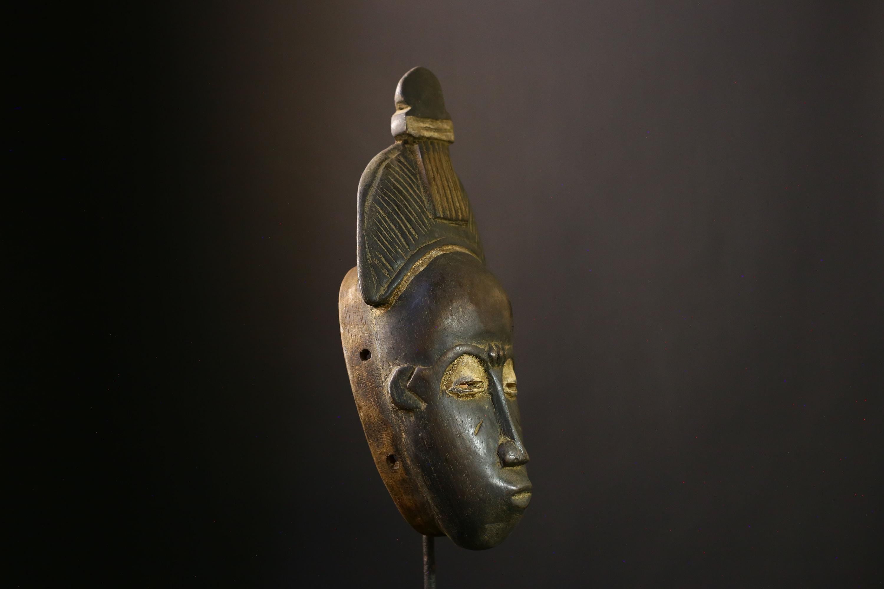 Guro African Mask - Vintage Hand-Carved Tribal Wood Sculpture, Unique Decorative Art for Home Decor & Collectors' Ethnic Display-G3878