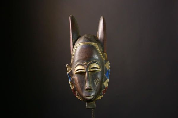 African Guro African Mask - Hand-Carved Vintage Wood, Authentic Tribal Art, Unique Cultural Sculpture for Home Decor and Collectors -G3877