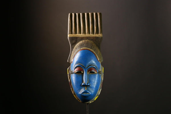 African Guro Mask - Hand-Carved Vintage Wood, Authentic Tribal Art, Unique Cultural Sculpture for Home Decor and Collectors' Display-G3877