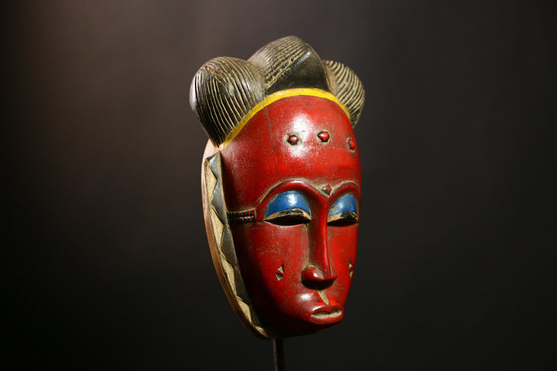 African Guro Mask Antique Tribal Wood Sculpture Wall Decor Ceremonial-G4115