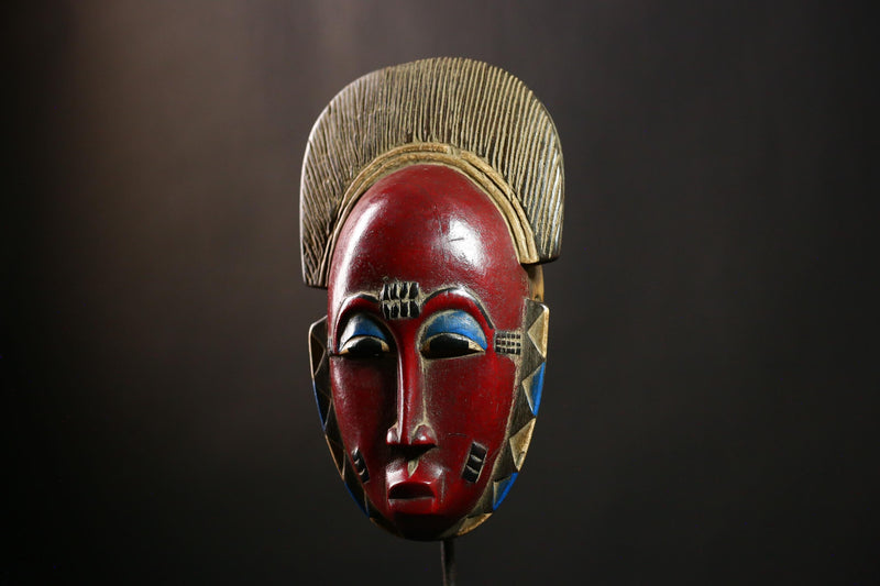 African Guro Mask Antique Tribal Wood Sculpture Wall Decor Ceremonial-G4114