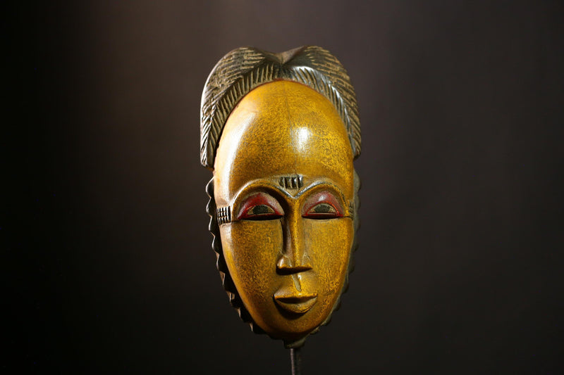 African Guro Mask Authentic Tribal Hand-Carved Wooden Wall Art Decor Piece-G4111