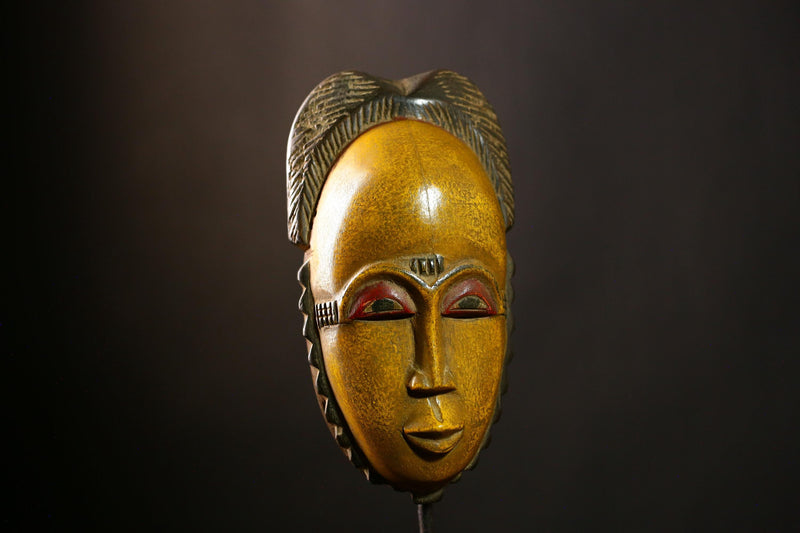 African Guro Mask Authentic Tribal Hand-Carved Wooden Wall Art Decor Piece-G4111