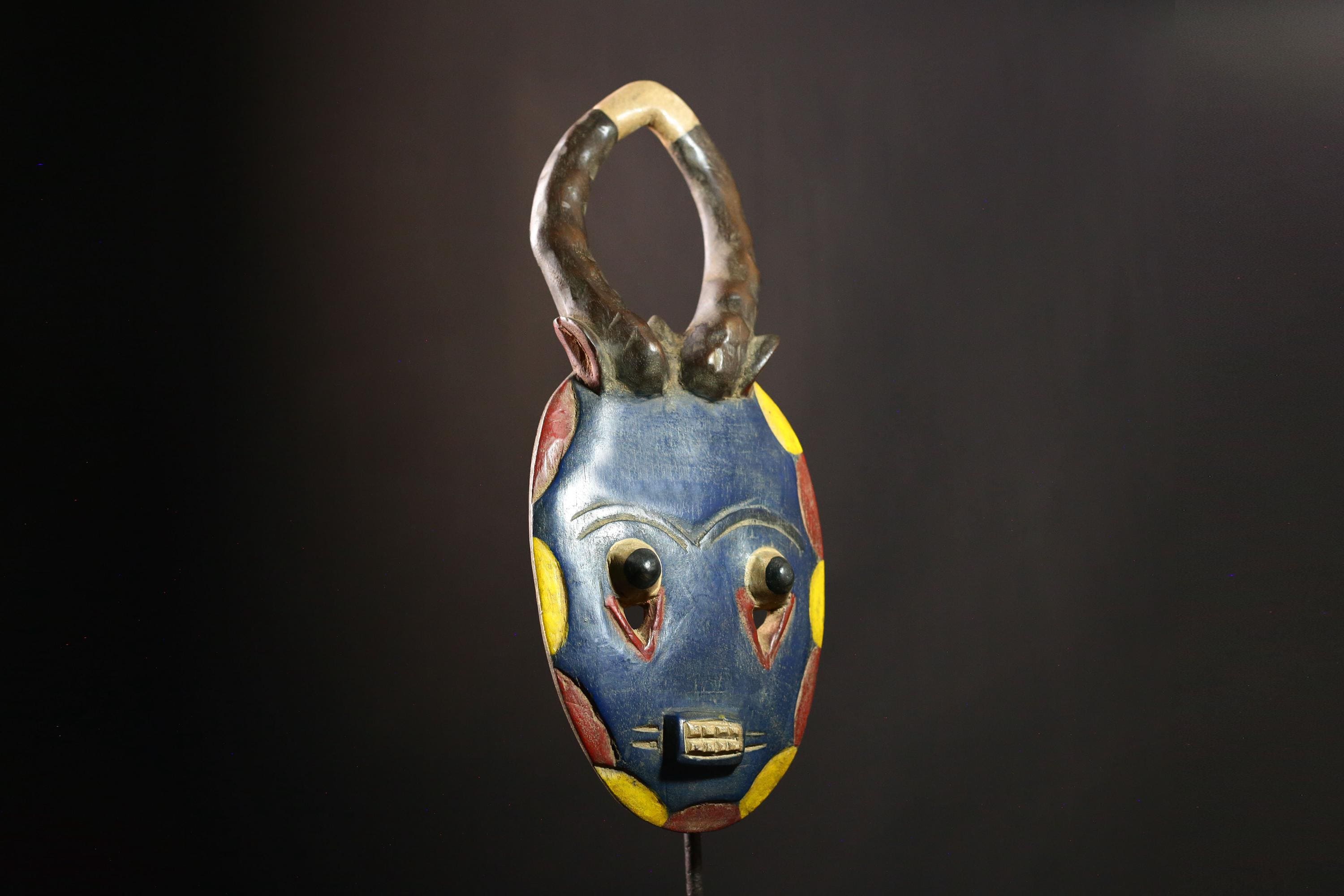 African GOLI Mask Antique Traditional Wood Sculpture Guru Tribe Wall Decor-G4110