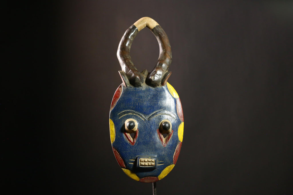 African GOLI Mask Antique Traditional Wood Sculpture Guru Tribe Wall Decor-G4110