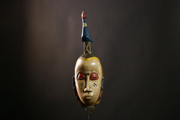 African Baule Mask Tribal Art Wall Hanging Decorative Artwork Ethnic Masks-G4103