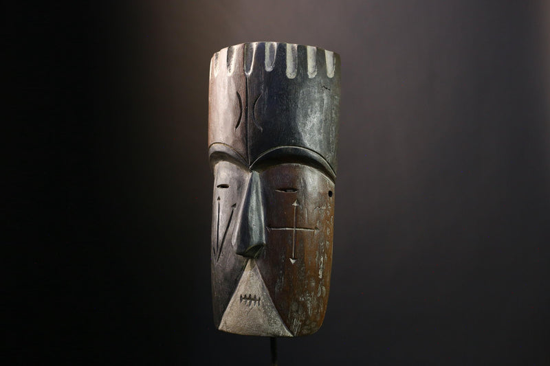 African Ghana Mask - Hand Carved Wooden Tribal Wall Art, Unique Collectible Piece for Home Decor and Cultural Aesthetic-G1973