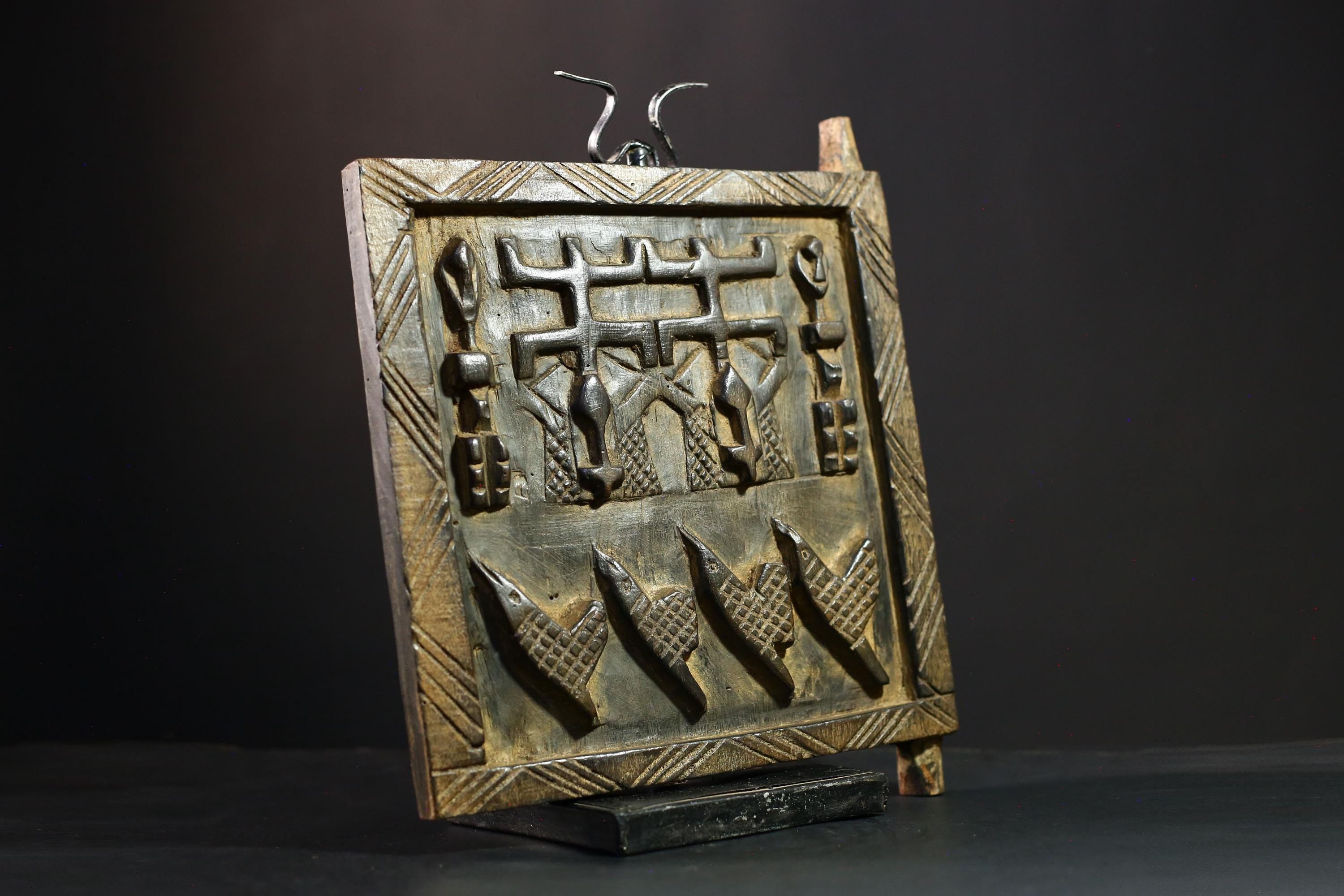 African Antique Granary Door Mali Art Rustic Wall Decor Cultural Heritage Home Accent Unique Decorative Piece - G3892