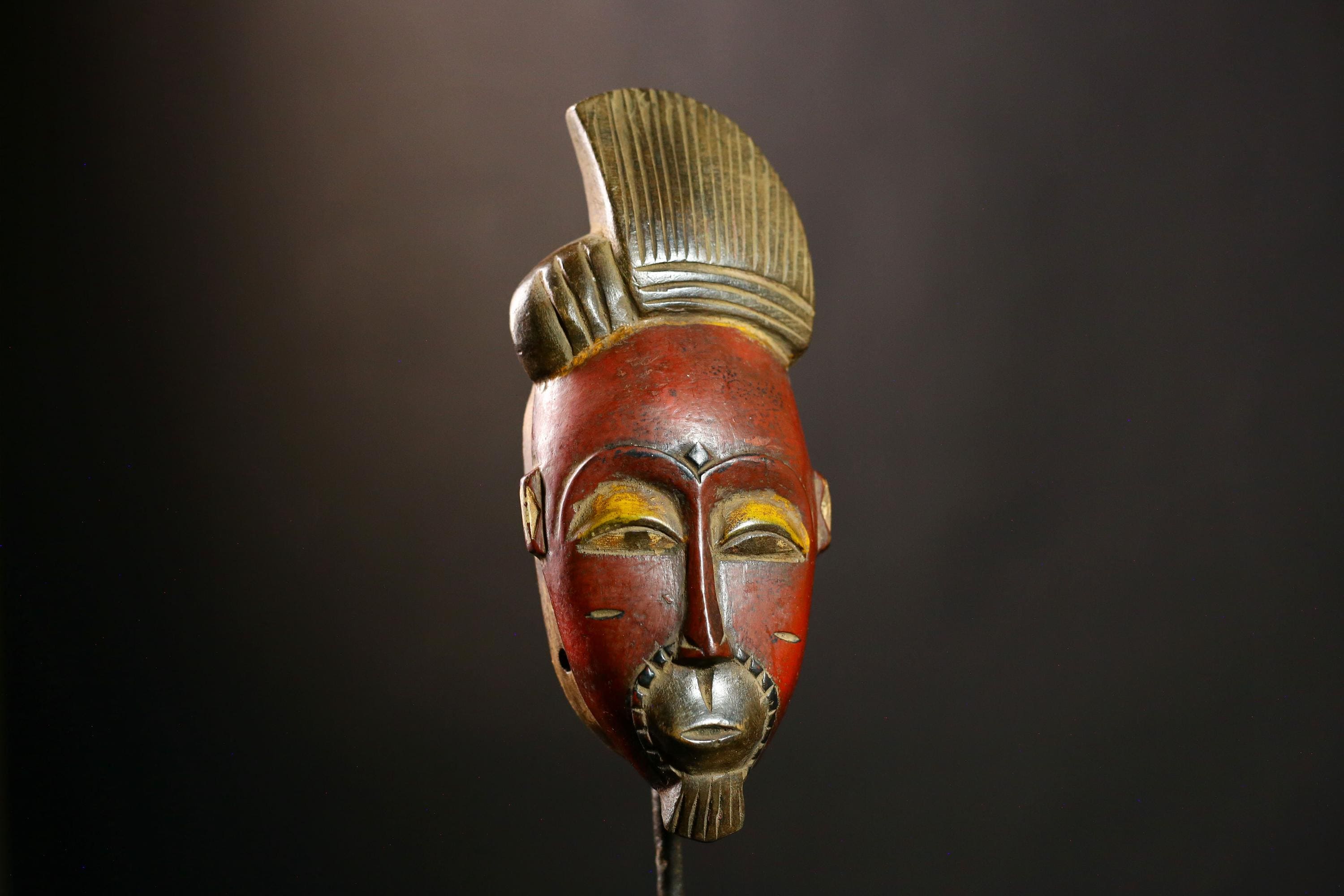 African Guro Mask Vintage Hand Carved Wooden Wall Art Tribal Home Decor-8593