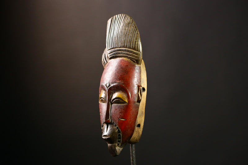African Guro Mask Vintage Hand Carved Wooden Wall Art Tribal Home Decor-8593
