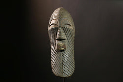 African Songye Mask Vintage Hand Carved Wooden Tribal Kifwebe Wall Art -1476