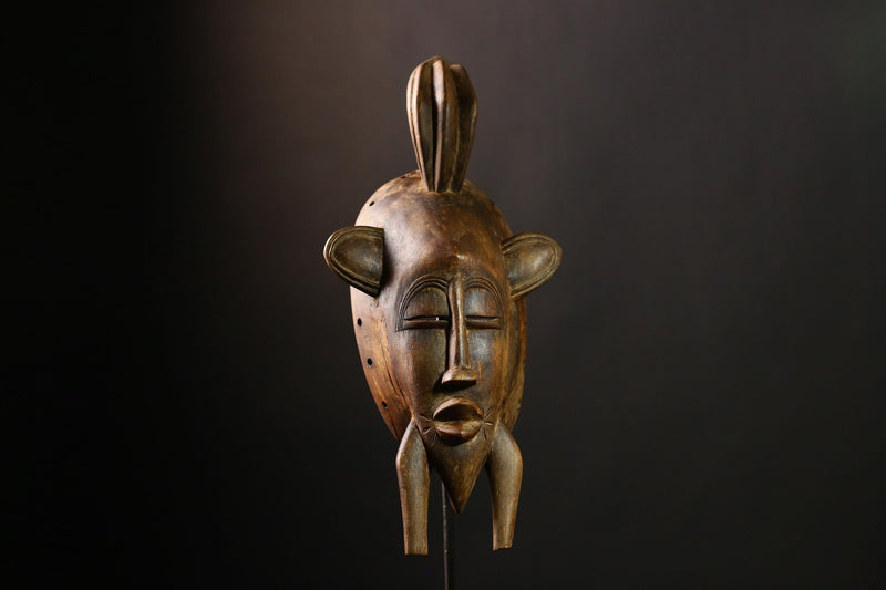 African Senufo Mask Hand Carved Wooden Folk Art Tribal Wall Hanging Deco-2743