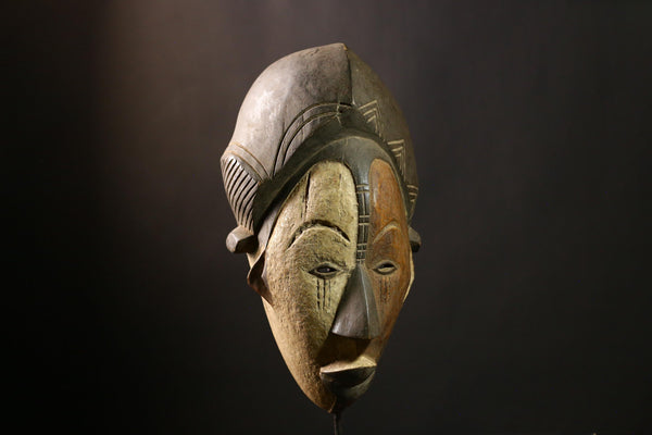 African Baule Mask Handcrafted Wooden Vintage Wall Art Decor Collectible-7747