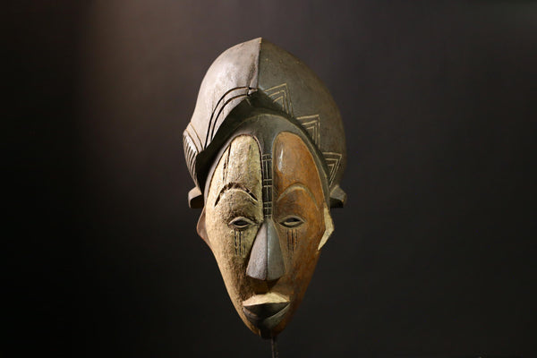 African Baule Mask Handcrafted Wooden Vintage Wall Art Decor Collectible-7747