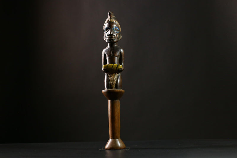 African Shango Yoruba Figur Decorative Art Scepter Sculpture, Nigerian Tribal Art, Unique Collectible, Home Decor, Ethnic Art Decor-G4131