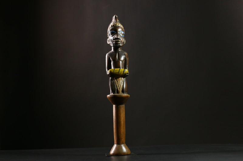 African Shango Yoruba Figur Decorative Art Scepter Sculpture, Nigerian Tribal Art, Unique Collectible, Home Decor, Ethnic Art Decor-G4131