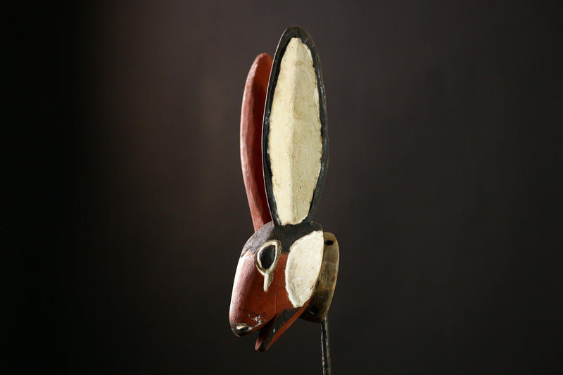 African Bobo Rabbit Mask Wood Tribal Wall Home Decor Dance Mask Unique-G4120