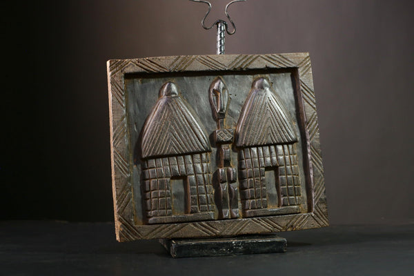 African Granary Door: Intricately Carved Wooden Wall Art Sculpture, Tribal Mali Dogon, Unique African Collectible Decor-G3917