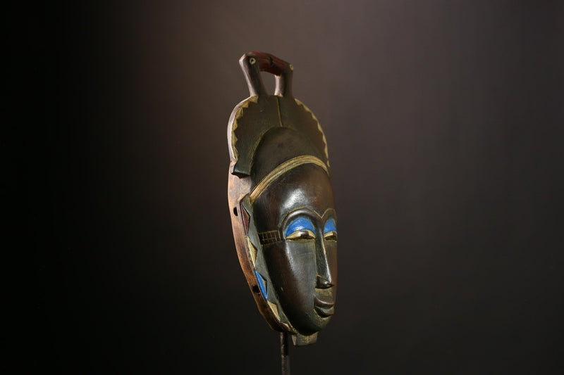 African Baule Mask: Hand-Carved Wooden Tribal Wall Art, Unique Decor Piece for Cultured Homes, Stunning African Sculpture Accent-G3913