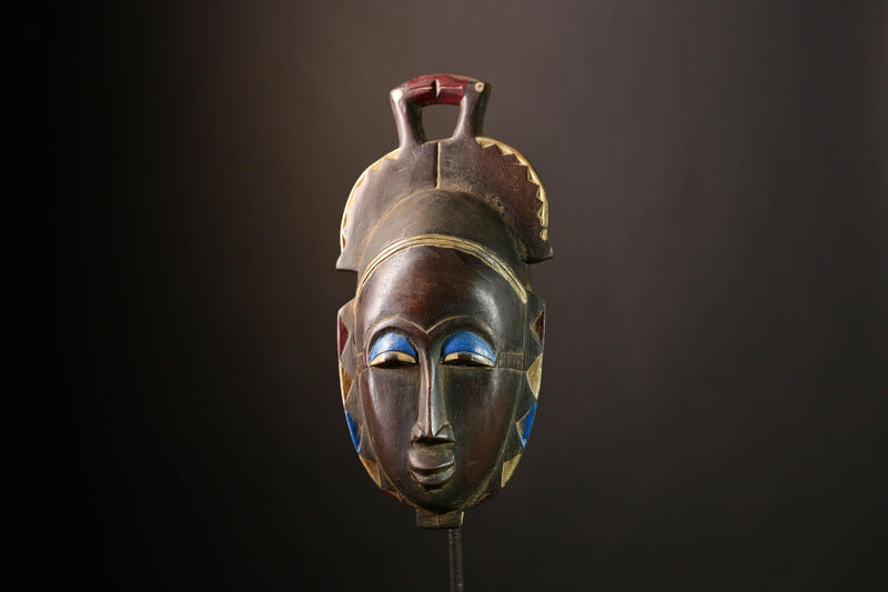 African Baule Mask: Hand-Carved Wooden Tribal Wall Art, Unique Decor Piece for Cultured Homes, Stunning African Sculpture Accent-G3913