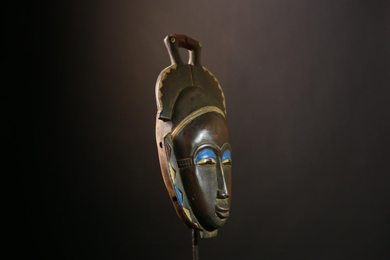 African Baule Mask: Hand-Carved Wooden Tribal Wall Art, Unique Decor Piece for Cultured Homes, Stunning African Sculpture Accent-G3913