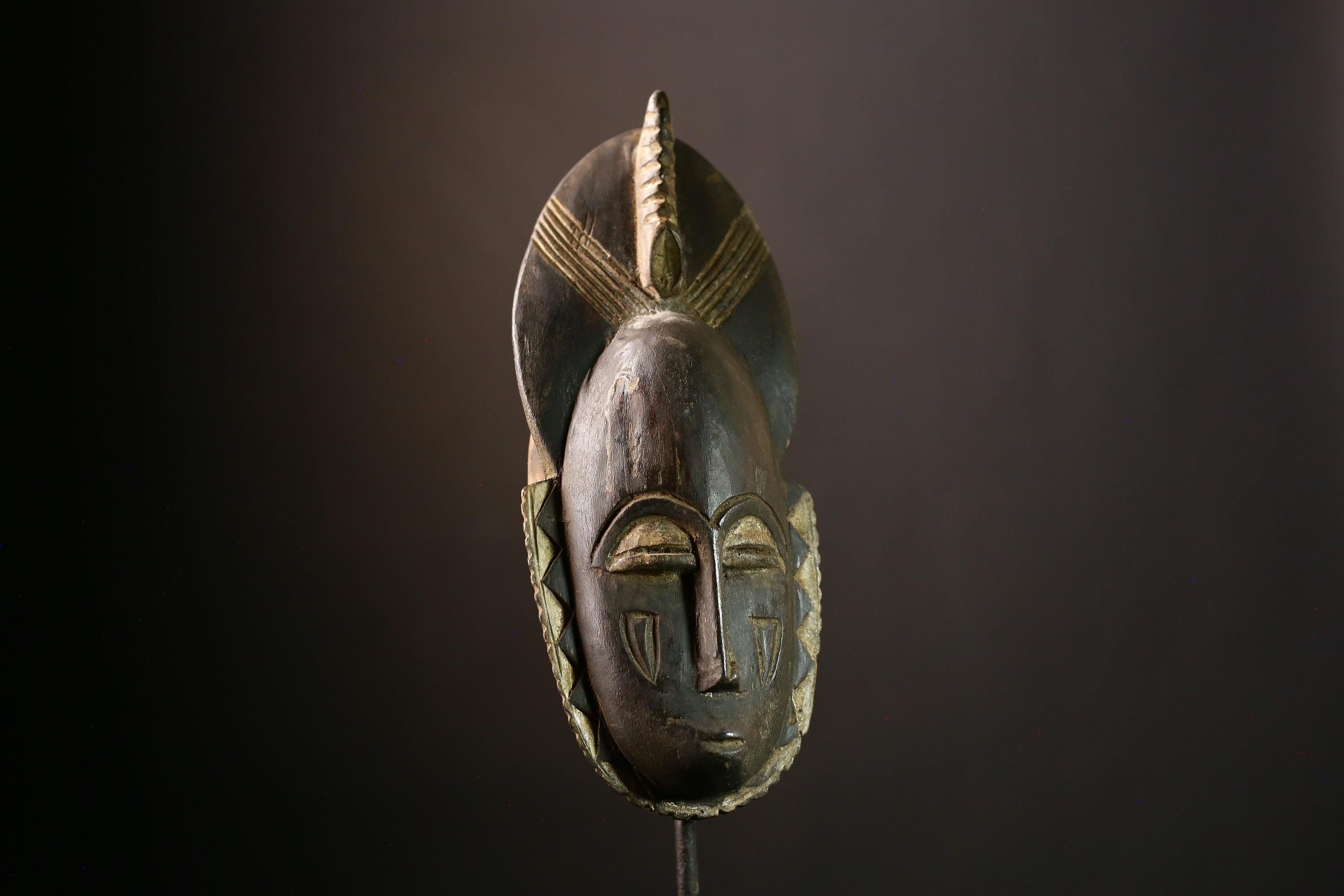 African Guru Baule Tribal Wooden Mask Hand-Carved Wall Décor - Traditional  Mask - Unique African Art Home Decoration-G3911