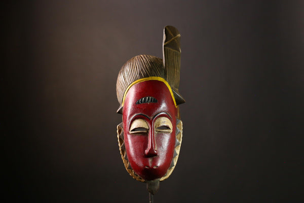 African Guru Baule Tribal Wooden Mask Hand-Carved Wall Décor - Traditional  Mask - Unique African Art Home Decoration-G3907