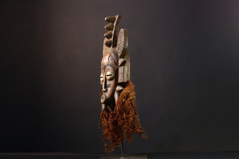 Exquisite Senufo Tribal Wood Art - Authentic African Mask with Rich Patina and Cultural Significance, Unique Wall Hanging Sculpture-G3906