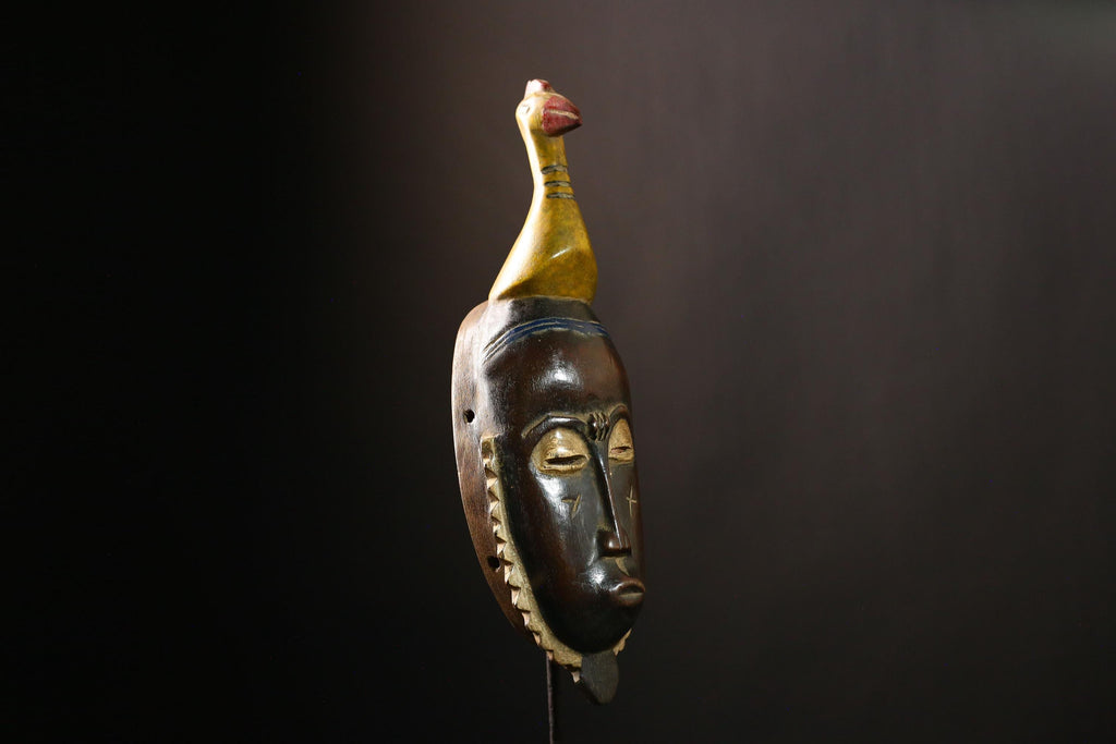 African Baule Mask Tribal Antique Handmade Wall Decor Unique Collectible-G4140
