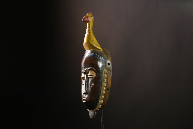 African Baule Mask Tribal Antique Handmade Wall Decor Unique Collectible-G4140