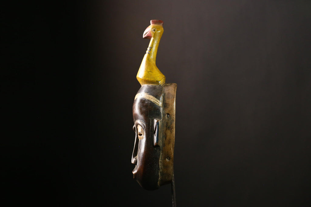 African Baule Mask Tribal Antique Handmade Wall Decor Unique Art Piece-G4139