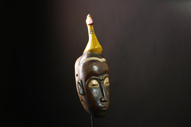 African Baule Mask Tribal Antique Handmade Wall Decor Unique Art Piece-G4139