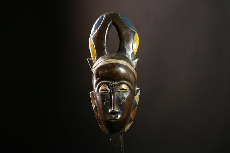 African Baule Mask Tribal Antique Handmade Wall Unique Collectible Decor-G4138