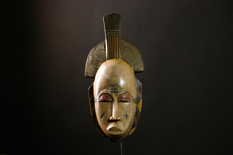 African Mask Guro Vintage Large Handcrafted Tribal Wooden Collectibles-G4135