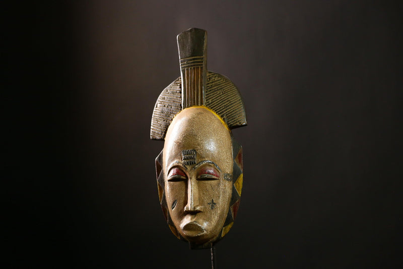 African Mask Guro Vintage Large Handcrafted Tribal Wooden Collectibles-G4135