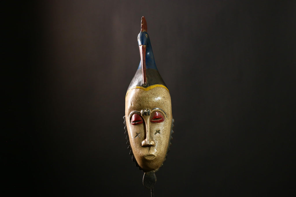African Baule Mask Wall Hanging Unique Decor Rare Sculpture Collectibles-G4134