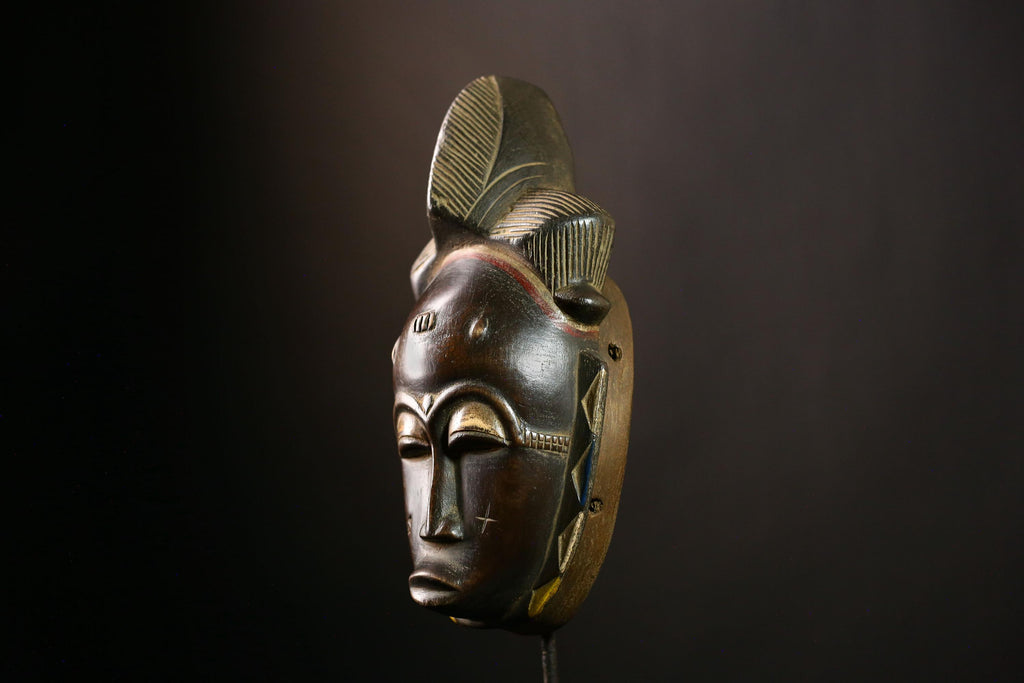 African Baule Mask Antique Wooden Tribal Wall Art Unique Home Decor -G4144